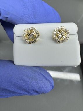 14k Vermeil Gold over 925 Sterling Silver Moissanite Clover Earring 2.00 CTW